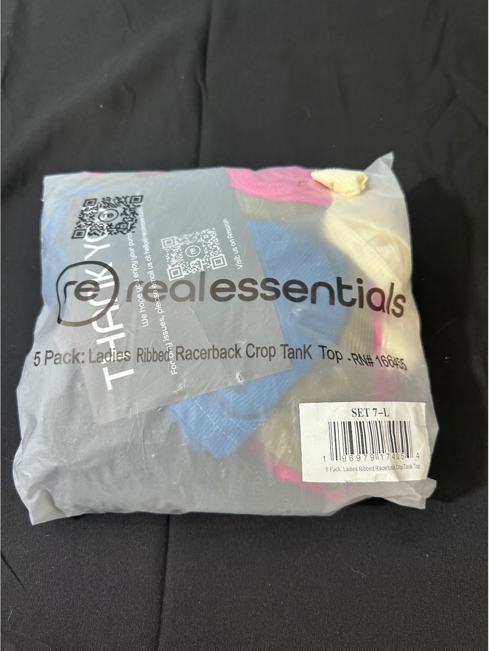 realessentials 5 Pack Ladies Ribbed Racerback Crop Tank Tops Size Large - Picture 2 of 5